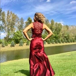 Mother of the bride or gala red wine color dress